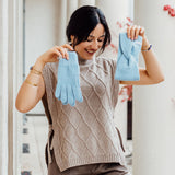 Stirnband-Handschuh-Set in Dusty Blau