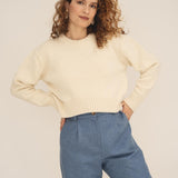 Recycelter Wollpullover Claudia - Weiß