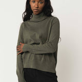 Feinstrick Rollkragenpullover MAYURA - grün melange