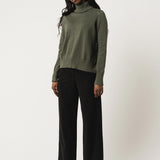 Feinstrick Rollkragenpullover MAYURA - grün melange