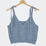 René Crop Top - Mouliné Mediterranean Blue