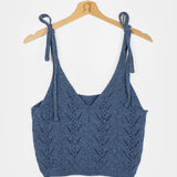 René Crop Top - Mouliné Baltic Blue