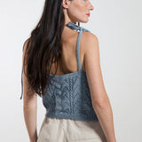 René Crop Top - Mouliné Mediterranean Blue