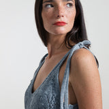 René Crop Top - Mouliné Mediterranean Blue