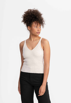 V-Neck Strick Top RHADA - cream melange