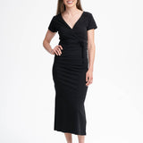 V-Neck Kleid lang SHREOSHI - schwarz