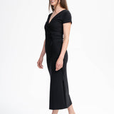 V-Neck Kleid lang SHREOSHI - schwarz