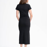 V-Neck Kleid lang SHREOSHI - schwarz