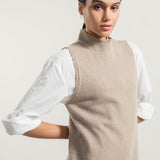Kleid Michaela aus recycelter Kaschmirwolle - Beige Sabbia