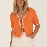 Olivia Tie Front Top - orange