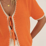 Olivia Tie Front Top - orange