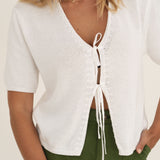Olivia Tie Front Top - weiß
