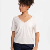 V-Neck T-Shirt LALI - Cream Melange
