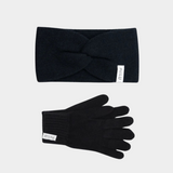 Stirnband-Handschuh-Set in Schwarz Ardesia