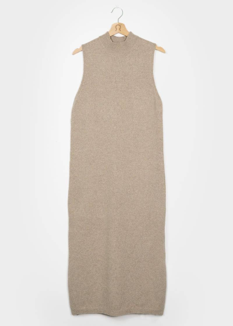 Kleid Michaela aus recycelter Kaschmirwolle - Beige Sabbia