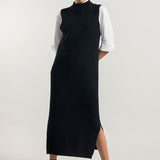 Kleid Michaela aus recycelter Kaschmirwolle - Schwarz Ardesia